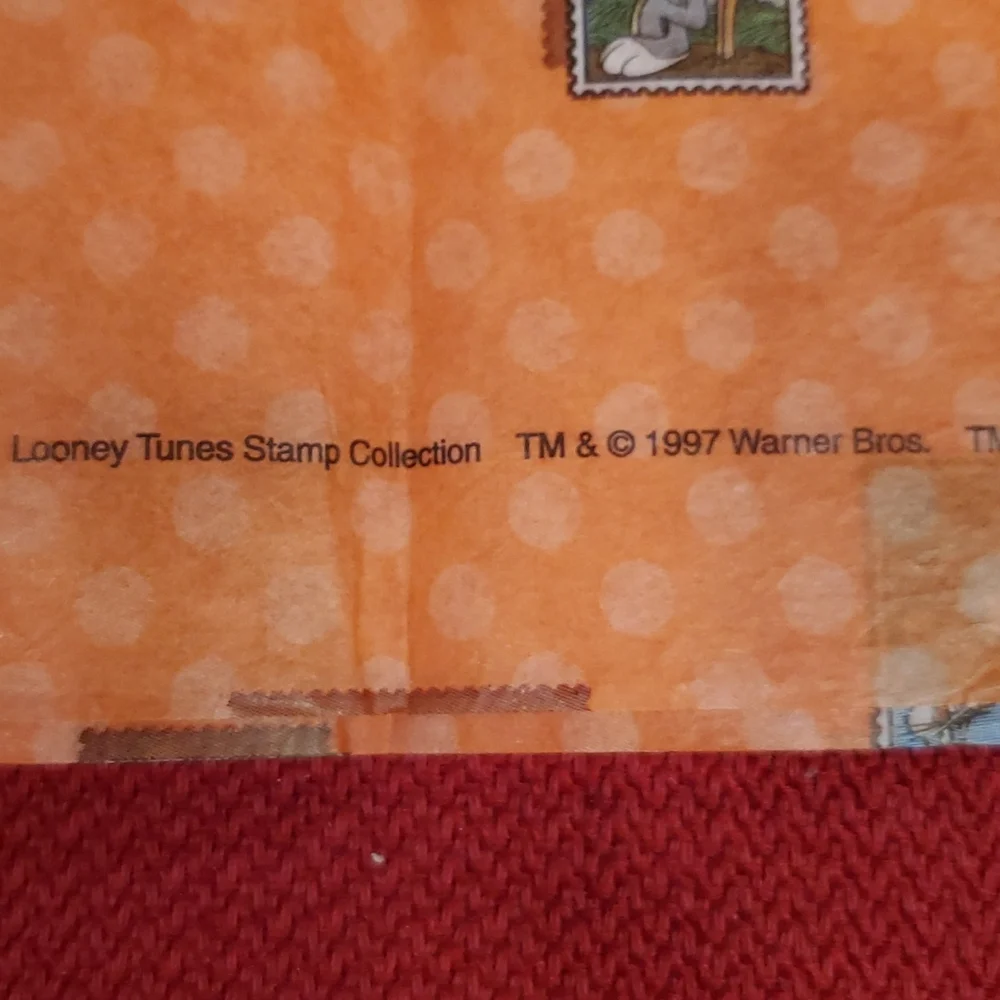 Bugs Bunny USPS 1997 Limited edition tissue paper with stamp graphic 2 sheets
